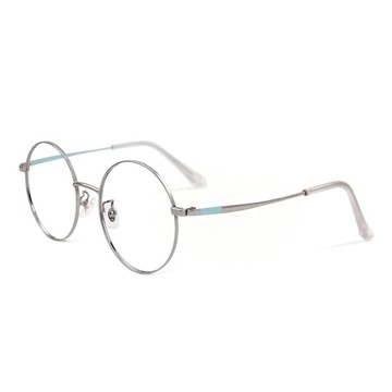 ALEGANT 北歐質感雅致輕量鈦金屬緞面光學圓框UV400濾藍光眼鏡  銀色  135mm