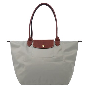 LONGCHAMP LE PLIAGE系列長把再生尼龍摺疊水餃包(中/小石子灰)