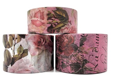 Vintage Roses Washi Tapes Set of 3 rolls for Scrapbooks, Jou