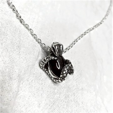 蛇造型銀項鍊  天然透輝石