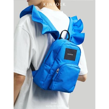 2025小眾設計新款荷葉邊可愛翅膀雙肩包超火帆布輕便潮親子旅行包