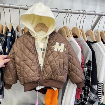 男童套裝冬季潮流連帽加絨衛衣男寶寶棉服保暖兒童棉衣棒球服外套