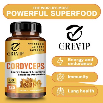 GREVIP 冬蟲夏草補充，能量、🫁部健康、免~疫平衡等支持，素食膠囊，美國原裝進口，60/120粒