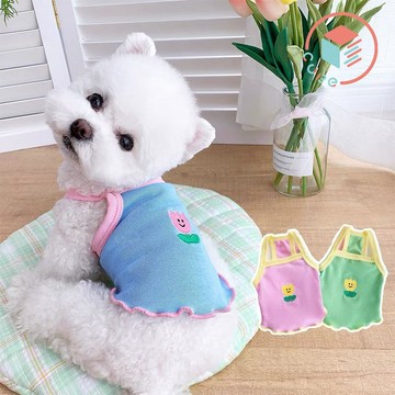 【CUBE】 一朵小花 吊帶背心 寵物衣服 寵物服飾 狗衣服 貓衣服 貓咪 寵物配件 背心 春夏 薄