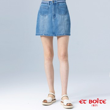 【新品涼夏消暑節↘驚喜價㊣】無彈織帶裝飾丹寧牛仔短裙 - BLUE WAY ET BOîTE 箱子