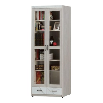 文創集 曼奇2.7尺二門二抽書櫃-81x40x195cm免組