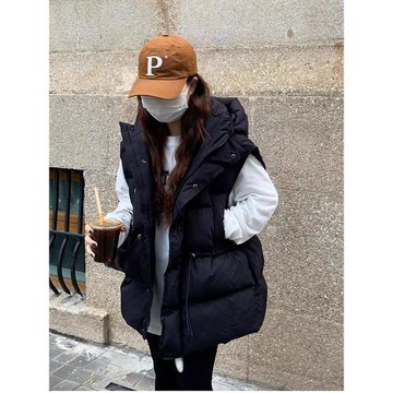 羽絨棉馬甲女2025年秋冬季新款連帽爆款大碼寬松收腰背心馬夾外套