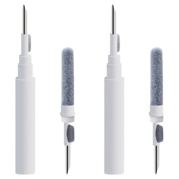 耳機清潔筆 Set 5  高密度刷毛  金屬筆尖  植絨海綿  白色  2組