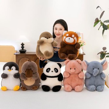 墩墩系列毛絨玩具動物玩偶皮殼企鵝公仔批發考拉粉豬布娃娃禮物