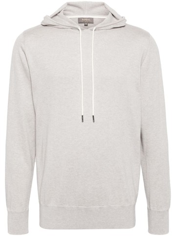 N.Peal - long-sleeve drawstring hoodie - men - Silk/Cotton/Cashmere - S - Grey