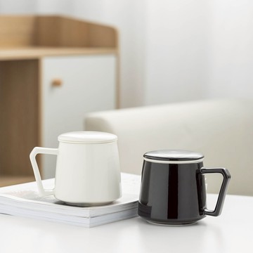 茶水分離泡茶杯子男女陶瓷杯辦公室家用馬克杯咖啡杯帶蓋過濾定制