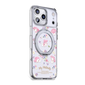 三麗鷗iPhone 17/16/15/14/13/12 360旋轉磁吸立架殼-花季美樂蒂