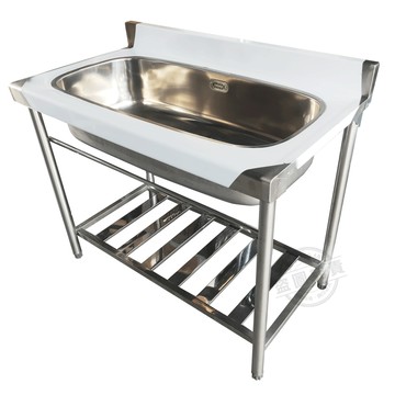 客製商品-【Abis】頂級升級加牆款304不鏽鋼100CM母槽洗台特大水槽(3.3尺)