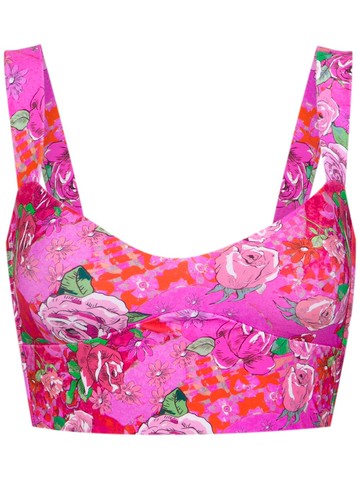 Amir Slama - floral print cropped top - women - Polyamide/Spandex/Elastane - P - PINK