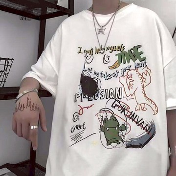 【AMERO】男裝 女裝 短袖圓領Ｔ恤 塗鴉手繪印花 寬鬆