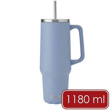 《S well》Tumbler不鏽鋼吸管保溫隨行杯-繡球花藍1180ml-- swell水壺冰壩杯 冰霸杯 吸管隨手杯 保冷保冰杯 水壺 環保杯 保溫瓶 咖啡杯 車載杯 便攜杯