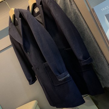 線下469！加厚直筒羊毛外套男女同款V-14冬季寬松保暖毛呢大衣