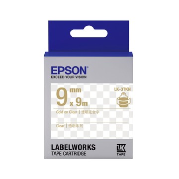 EPSON LK-3TKN 明系列透明底金字標籤帶(寬度9mm)
