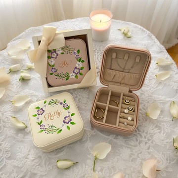 客製姊妹禮 結婚隨身首飾盒/小飾品收納/珠寶盒/粉色/白色/手寫名