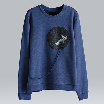 【摩達客】韓國進口設計品牌DBSW漂浮外太空圓領長袖T恤