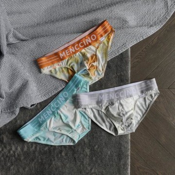 MENCCINO冰絲男士內褲三角褲低腰舒適性感凸修身抗菌潮衩夏季透氣