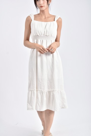 (S) 質感無袖白色洋裝