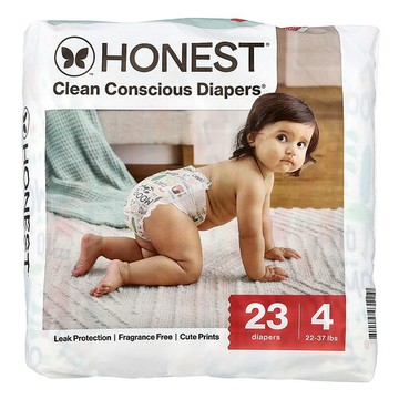 The Honest Company, 清潔意識尿片™，尺寸 4，22-37 磅，Barnyard Babies，23 片