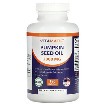 Vitamatic, 南瓜籽油，2,000 毫克，180 粒軟凝膠（每粒軟凝膠 1,000 毫克）