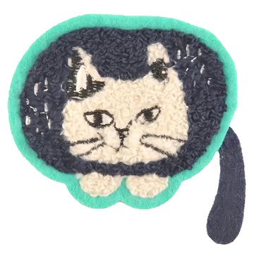 kUSUgURU JAPAN 日本眼鏡貓 Matilda-san系列 刺繡絨毛立體造型胸針  綠色