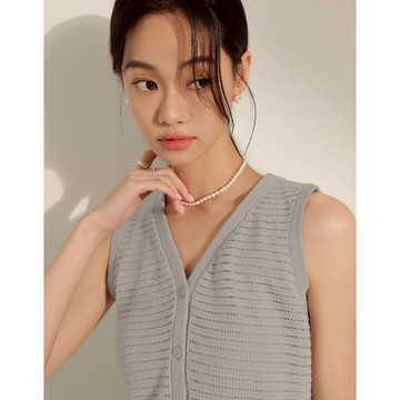 CHIC A SPACE 輕柔知性織紋背心(灰/米白) 女裝 現貨 氣質 高級感