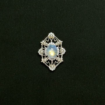 月光石鑲仿珍珠項鍊 | 彩虹藍月光 仿珍珠 透體 平靜情緒 天然晶礦項鍊 925純銀 S25AP17-14