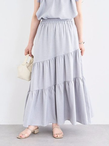 不對稱疊層褶皺喇叭裙(06000811800) - Green Parks