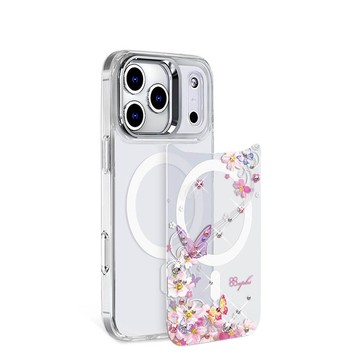 iPhone 17/16/15/14/13 系列可拆式磁吸片材彩鑽手機殼-迷蝶香