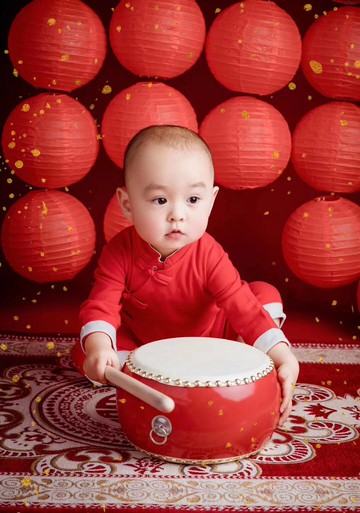 攝影道具國朝網紅成人兒童演出道具盤鼓扁鼓堂鼓送紅綢