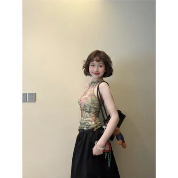 韓國夏季新款赫本風中高腰蓬蓬半身裙女氣質中長款顯瘦a字花苞裙
