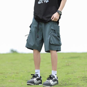 美式機能風工裝短褲男夏季五分褲薄款寬松休閑褲日系cityboy褲子