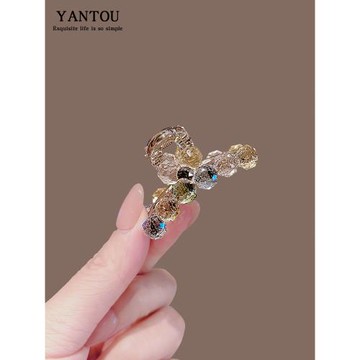 小號彩珠抓夾女高級感2025新款發夾半扎發鯊魚夾后腦勺輕奢頭發飾