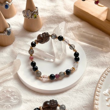 今天也要發財呀 貔貔出動中 拉長石 虎眼石 金曜石 碧璽 粉晶