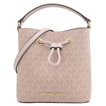 MICHAEL KORS SURI 迷你滿版字母拼接兩用水桶包.芭蕾粉
