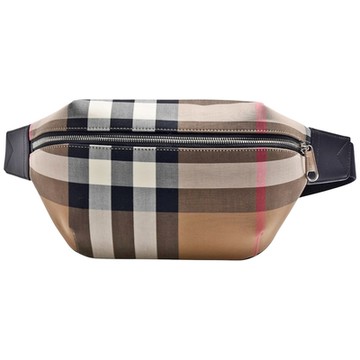 BURBERRY 經典Sonny系列格紋帆布拉鍊腰包(卡其色)