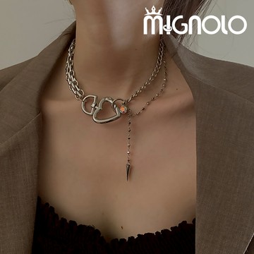 MIGNOLO💫心鎖垂墜項鍊｜愛心項鍊 甜酷項鍊 鈦鋼項鍊 百搭 項鍊 簡約項鍊 韓系項鍊 項鍊女 配飾 唯美項鍊