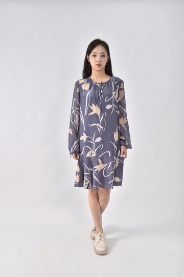 (M) diane von furstenberg春夏花卉綁繩藍色洋裝