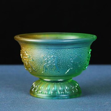 八吉祥琉璃供佛水杯密宗凈水杯圣水杯供水碗觀音菩薩財神用品