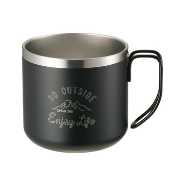 【【蘋果戶外】】Captain Stag go outside保溫馬克杯【350ml】雙層不鏽杯 登山露營 日本鹿牌 UE-3428 原色 UE-3430 白 UE-3429 黑