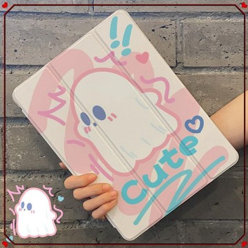 🎀ipad保護殼🎀iPad保護套10代可愛幽靈Mini6帶筆槽Air5/4/3三折透明8/9代防摔殼
