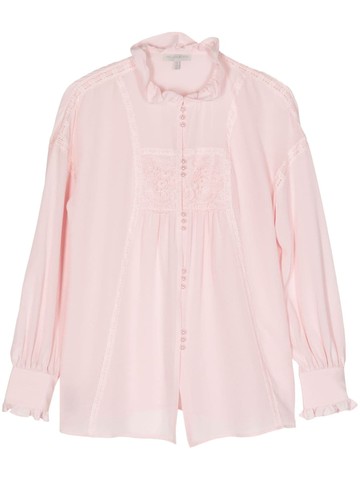 SHIATZY CHEN - sheer-lace silk blouse - women - Mulberry Silk - 42 - Pink