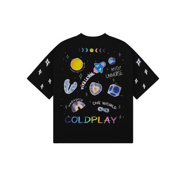 2025新款酷玩樂隊Coldplay搖滾重磅潮牌水復古洗宇宙星空男T恤