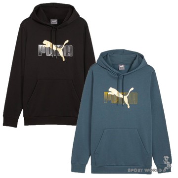 Puma 連帽長袖上衣 男裝 帽T 刷毛 保暖 黑/藍綠【運動世界】68185101/68185125