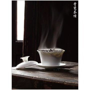 【骨瓷 蓋碗】古陶老茶鬼 輕薄 三才碗 工夫茶碗 茶備 蓋甌 單叢