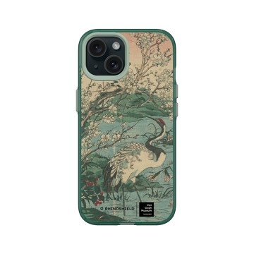 iPhone 15 Clear 憂墨綠 - Van Gogh Museum - 鶴與櫻花選自草木花鳥圖會系列